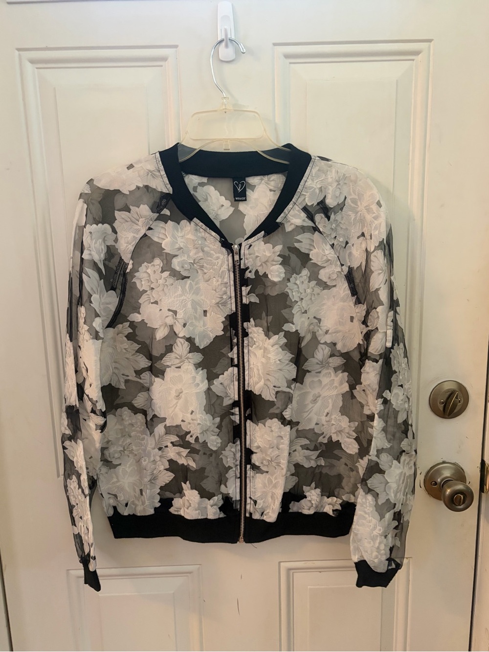 Women’s Windsor Floral Sheer Bomber Jacket - Black & White